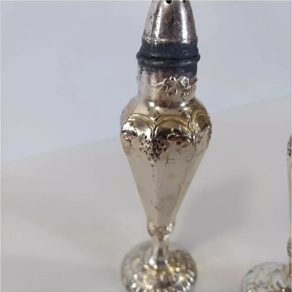 Vintage Trent Silver Plated Grape Vine Design Salt & Pepper Shakers Set of Two